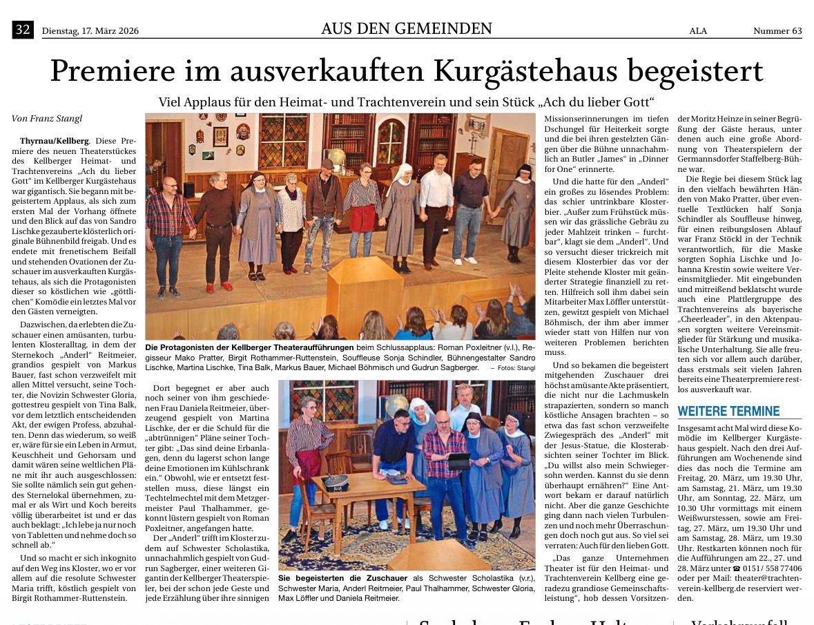 Premiere im ausverkauften Haus – „Ach du lieber Gott“ begeistert